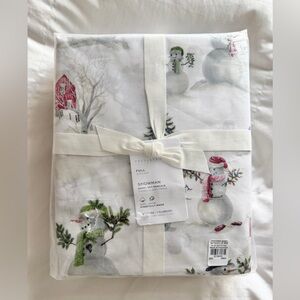 Pottery Barn full size organic holiday snowman sheet set. $159 on their site